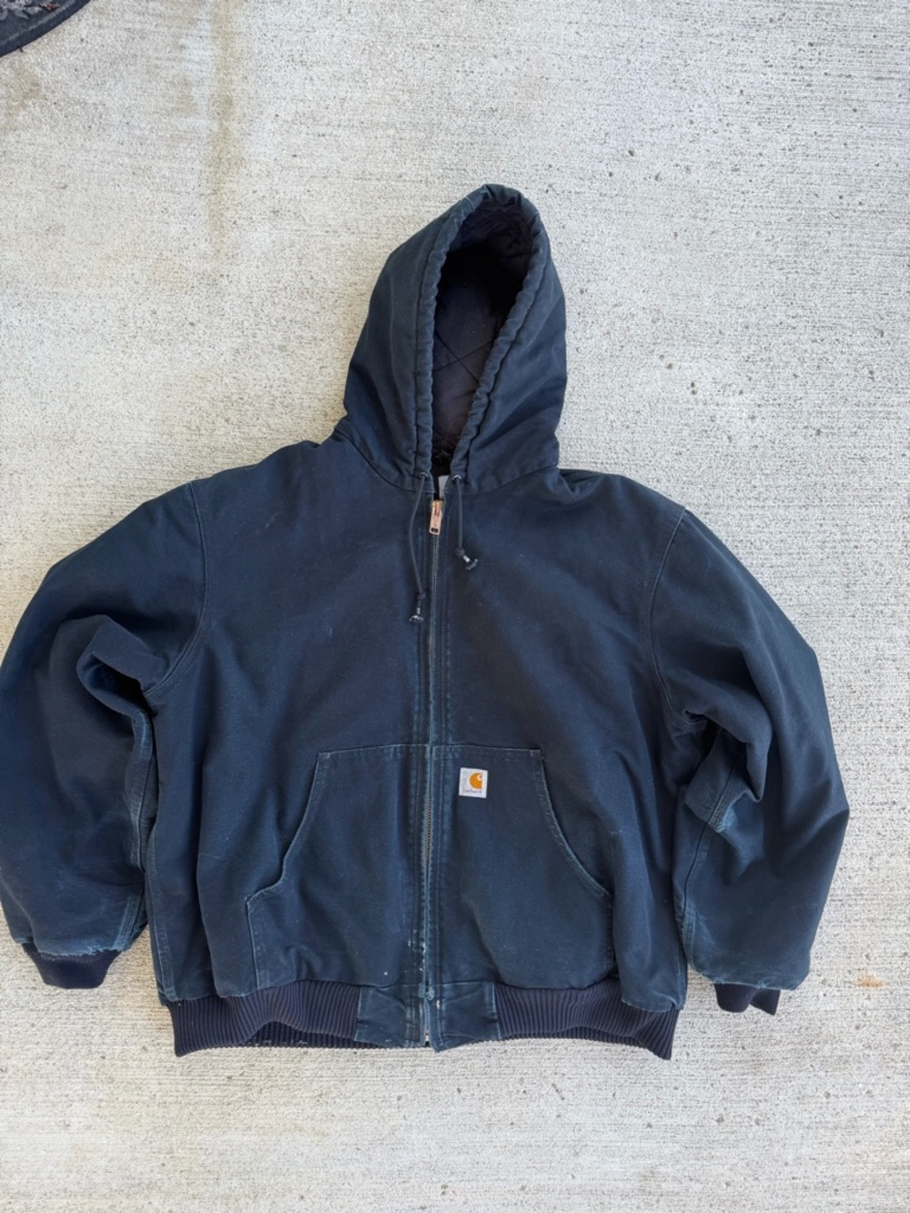 Vintage Carhartt Active Jacket BLK J140 Made In USA Canvas XL Distress Thrashed